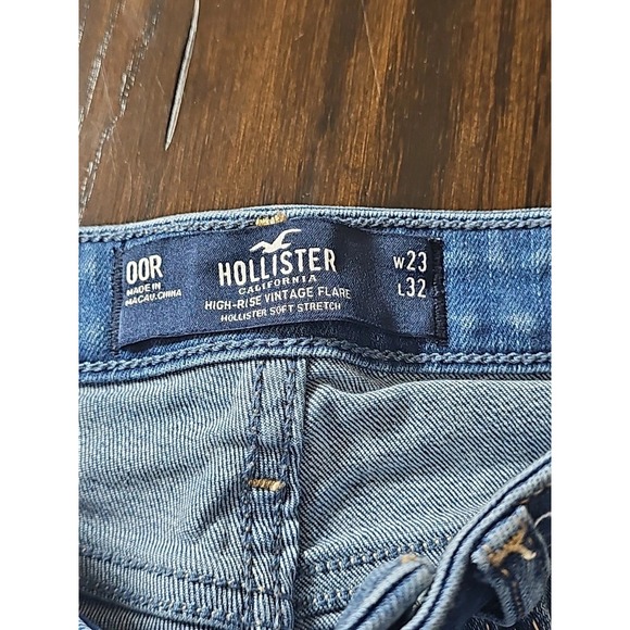HOLLISTER HIGH-RISE‎ MEDIUM WASH PATCHWORK VINTAGE FLARE JEANS Size 00 - Picture 4 of 12